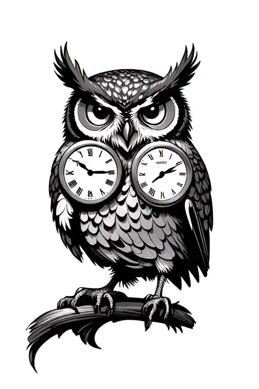 Owl With Two Clocks