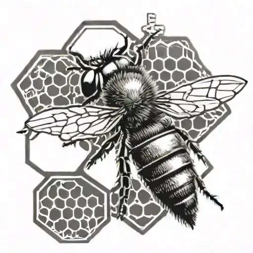 A Bee And Honeycombs In The Background Black