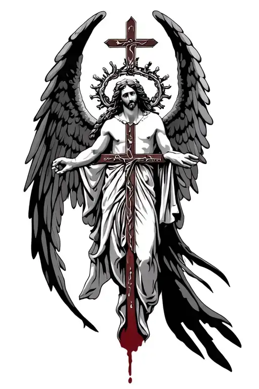Angel Jesus Crown Spine Blood Cross