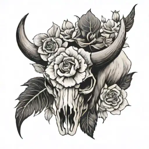 Bull Skull Flowers