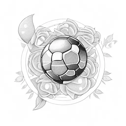 A Heart-shaped Soccer Ball Surrounded By Roses