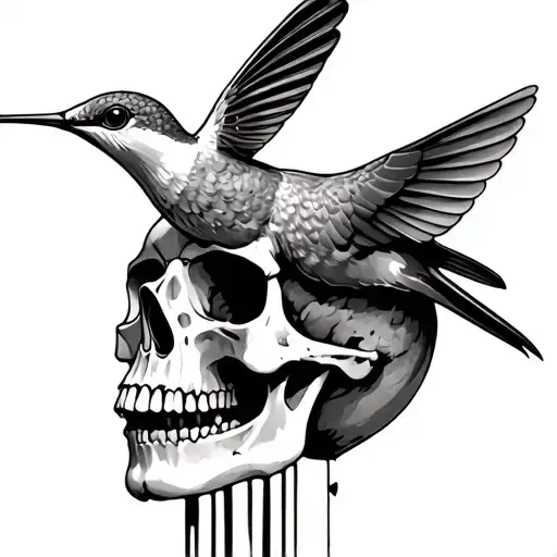 Hummingbird Drinking From Skull