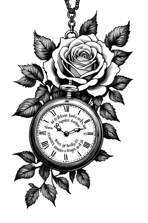 Pocket Watch Surrounded By Rose And Bible Verse