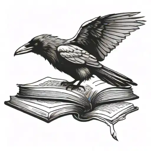 A Silhouette Of A Crow Sitting On Top Of An Open Book