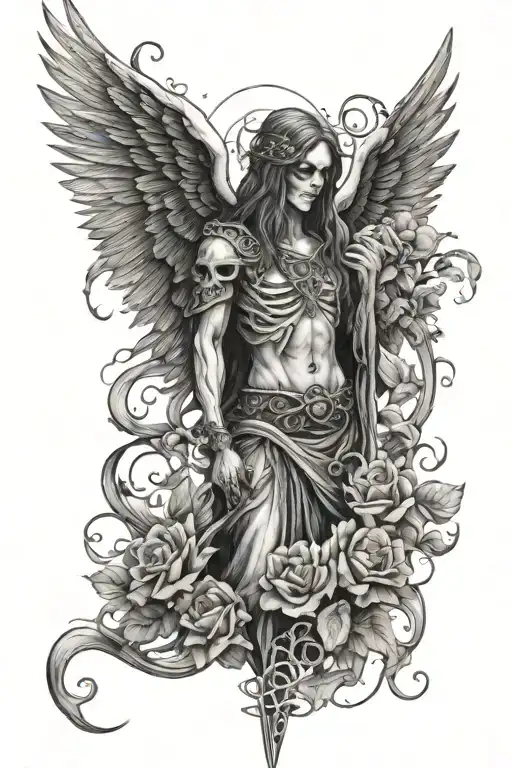 Death Angel With Flowers Intertwined