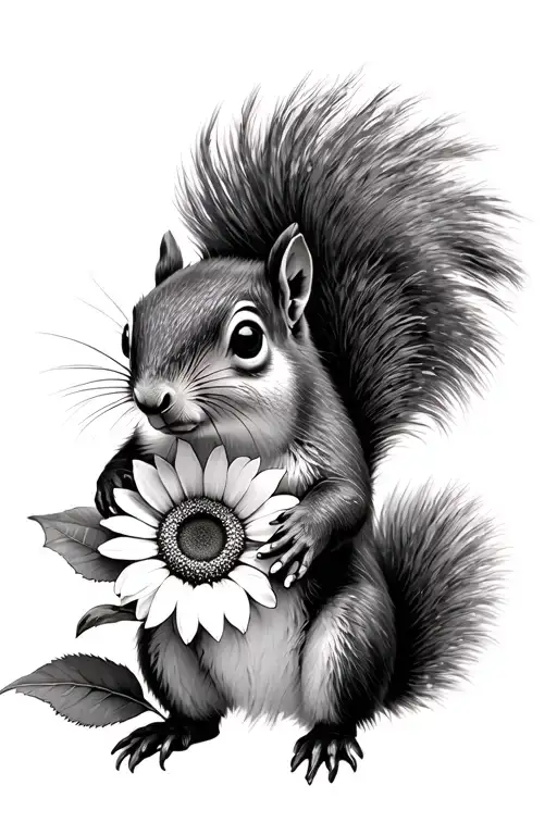 Squirrel Holding Sunflower