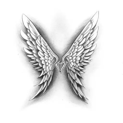 Angel Wings Open And Diamond