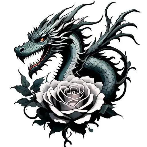 Featsome Dragon Around Rose