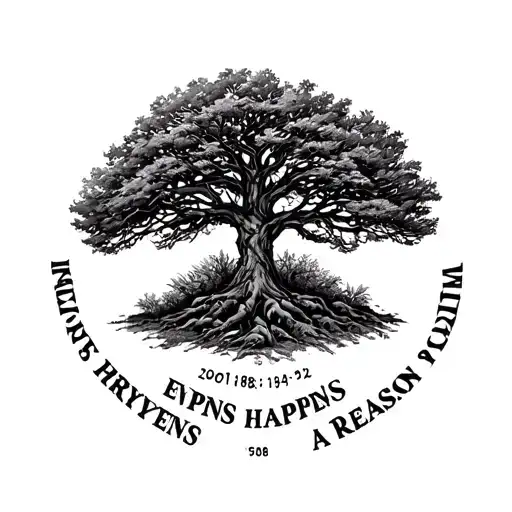 A Tree That Says Everything Happens For A Reason With The Dates 2001 1982 1980 2014 2005 2008