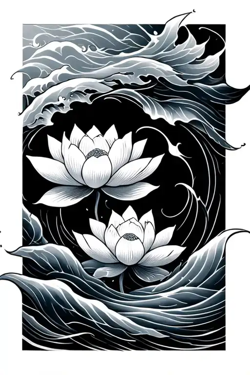 Lotus And Waves