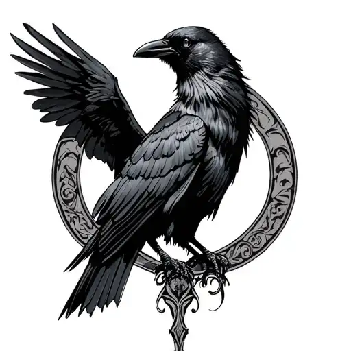 818 In A Gothic Style With A Crow On Top Left