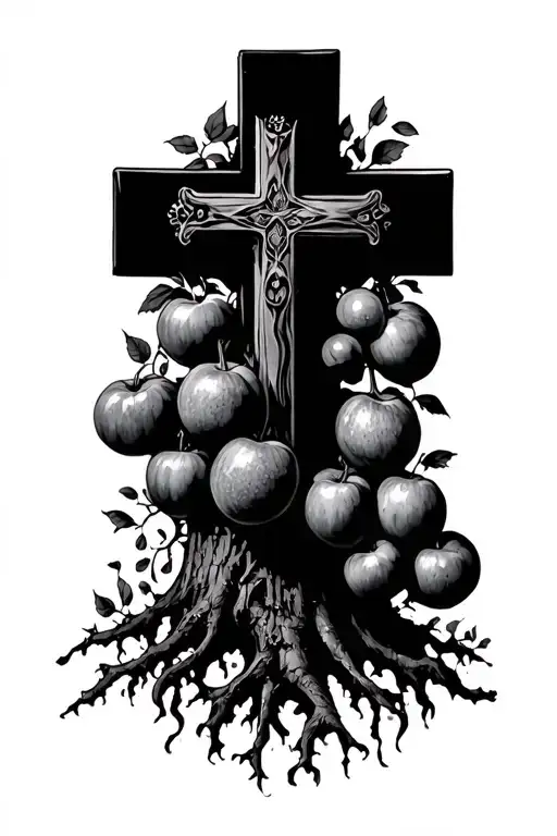 Cross With Tree Growig Out Of It Bearing Fuits