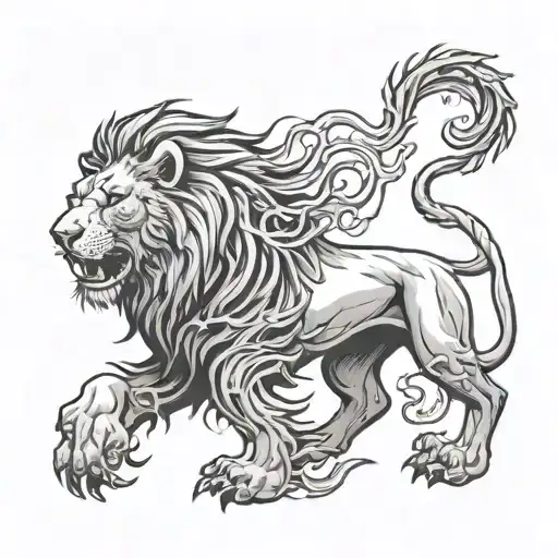 Lion Ripping Through Skin