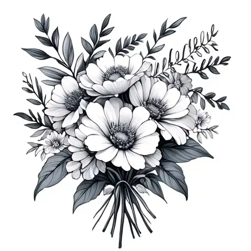 April June July August December March Birth Flower Bouquet