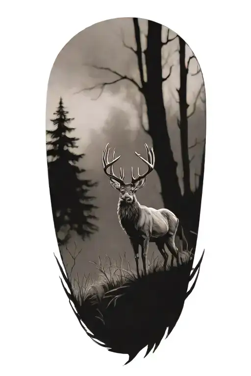 A Buck Standing In Woods