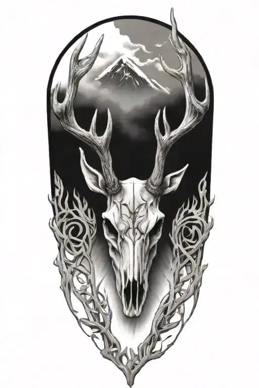 Half Sleeve Gaelic Knots Around Deer Skull