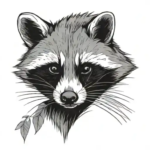 Black Minimalist Raccoon