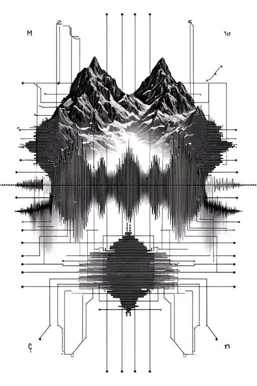 Audio Engineering Circuitry Schematic With A Spectral Sound Wave That Shapes Like Mountains