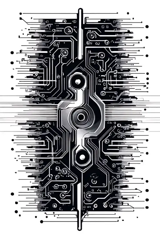Audio Circuitry Schematic With A Spectral Sound Wave