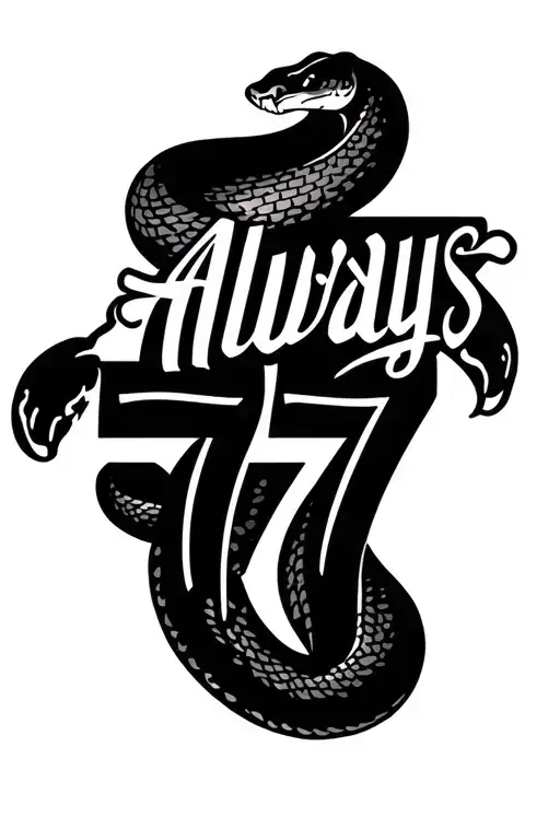 Snake To The Right Of Which Is The Inscription Always And On The Left Number 77