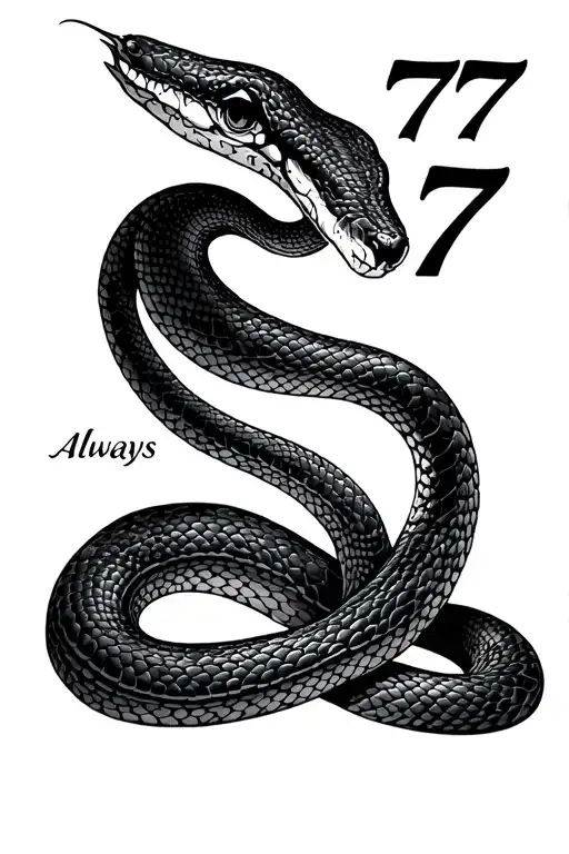 Refined Thin Snake To The Right Of Which The Inscription Always And On The Left Number 77