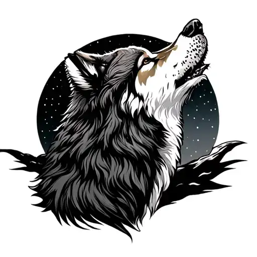 Wolf Howling Moon