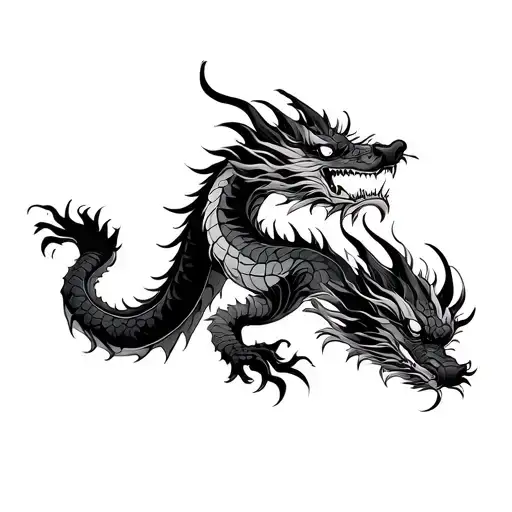 Make A Tatoo Design Of Traditional Japanese Dragon Full Lenght