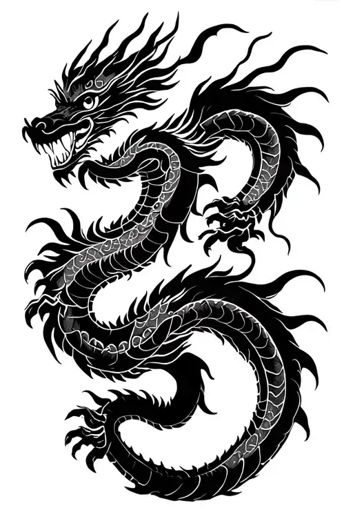 Make A Tatoo Design Of Traditional Japanese Dragon Full Lenght