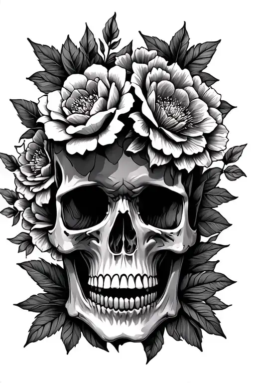 Skull And Flowers