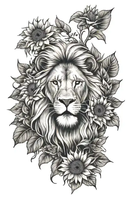 Sunflowers And Lion
