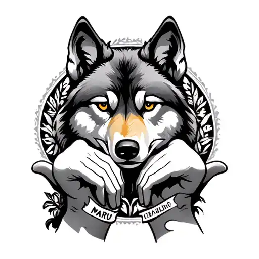 Two Hands Given By The Grandmother And Grandson With The Name Maru Around And With One Eye Of Wolf