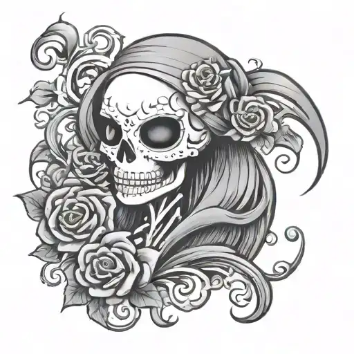 Sally Skellington Skull Tattoo Design Inspired