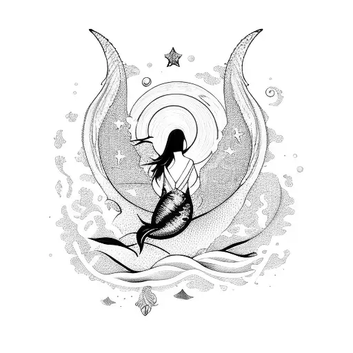 Mermaid Sitting On Stars