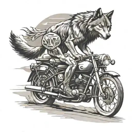 A Majestic Wolf Leading A Pack Of Motorcycles Through A Desert Landscape