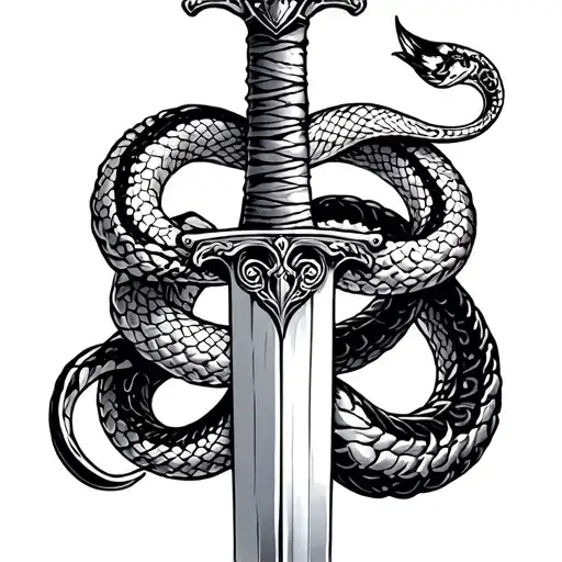 Sword With Thomas Written Down The Blade And Snake Wrapped Around Sword