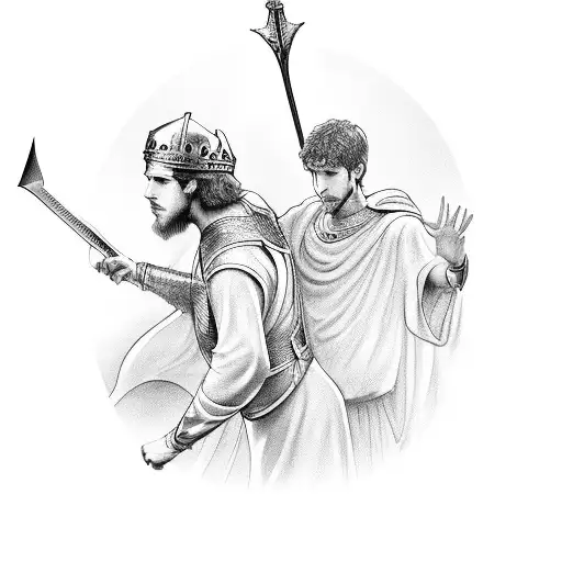 Prince Jonathan Giving King David His Sword