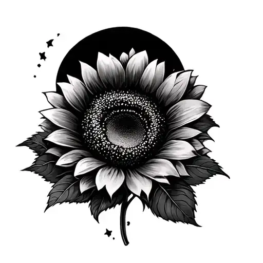 Sunflower And Moon Flower Blooming