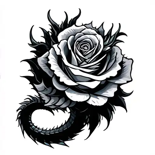 Dragon Wrapped In Rose
