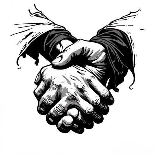 Human Hand Shaking Grim Reaper Hand Holding