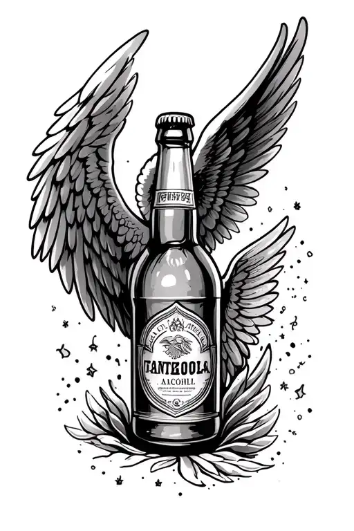 Alcohol Bottle With Angel Wings