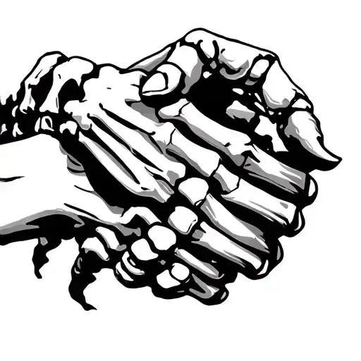 Human Hand Shaking Skeleton Hand