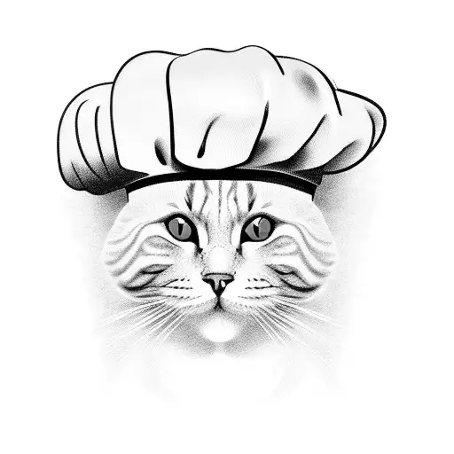 A Chef Hat With A Basketball Pattern And A Cat Peeking Out From Behind It