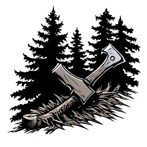Traveling Man Axe Tree Cut Diagonally Coming