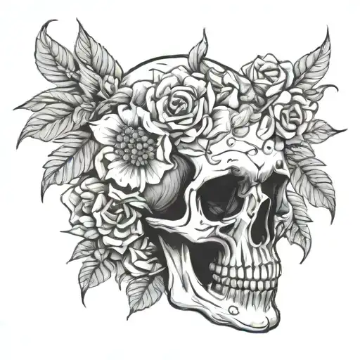Skull With Flowers