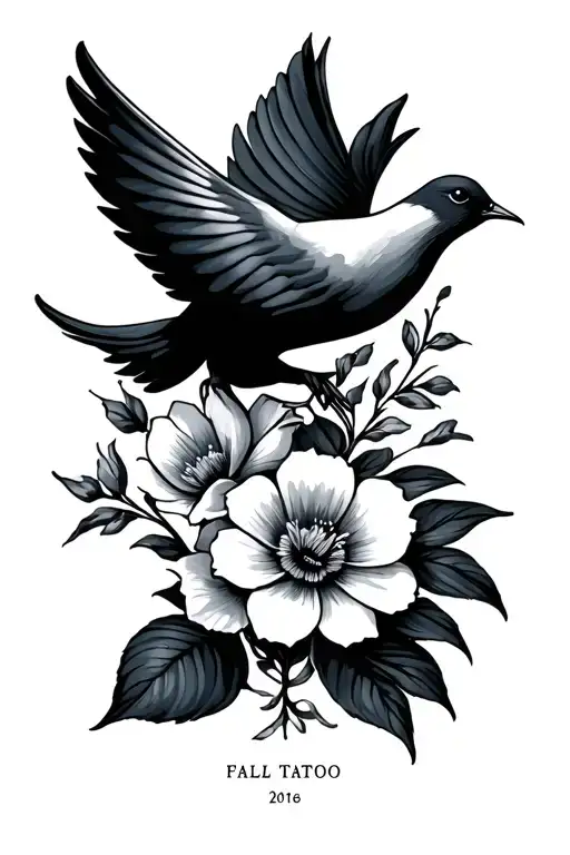 Flowers With Dove And Date