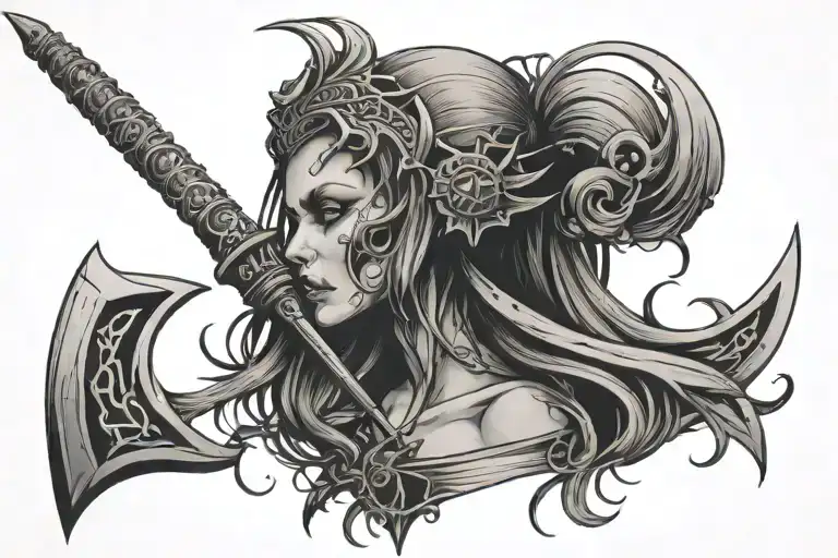 Scythe Cutting Head Off Demon Female