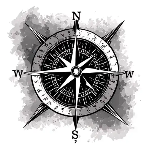 Compass Newspaper Lightening Tatoo Design
