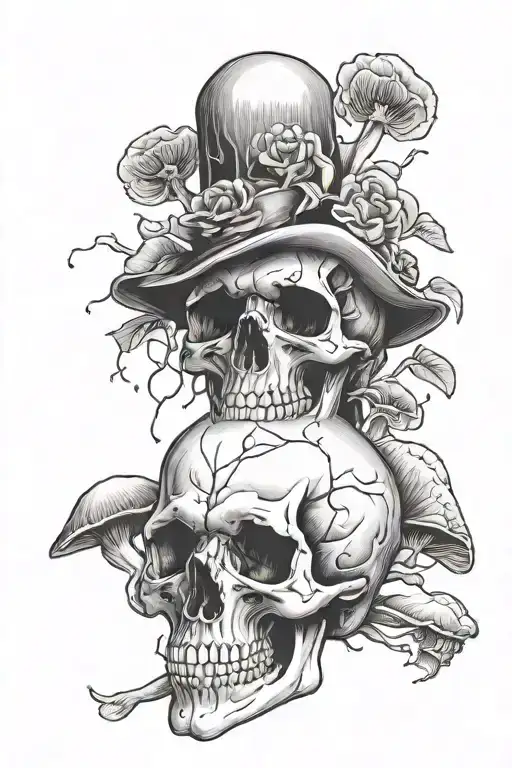 Skull And Mushrooms
