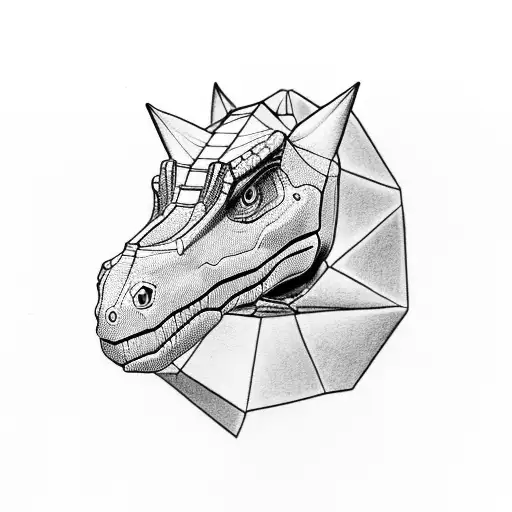 Dinosaur Of Origami Simple Line Work