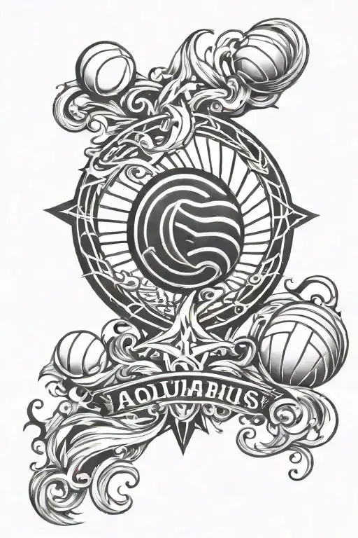 Aquarius Symbol And Volleyball